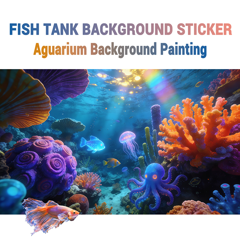 Lighting World Decor - De onderwaterwereld onder het regenbooglicht, aquariumstickers,