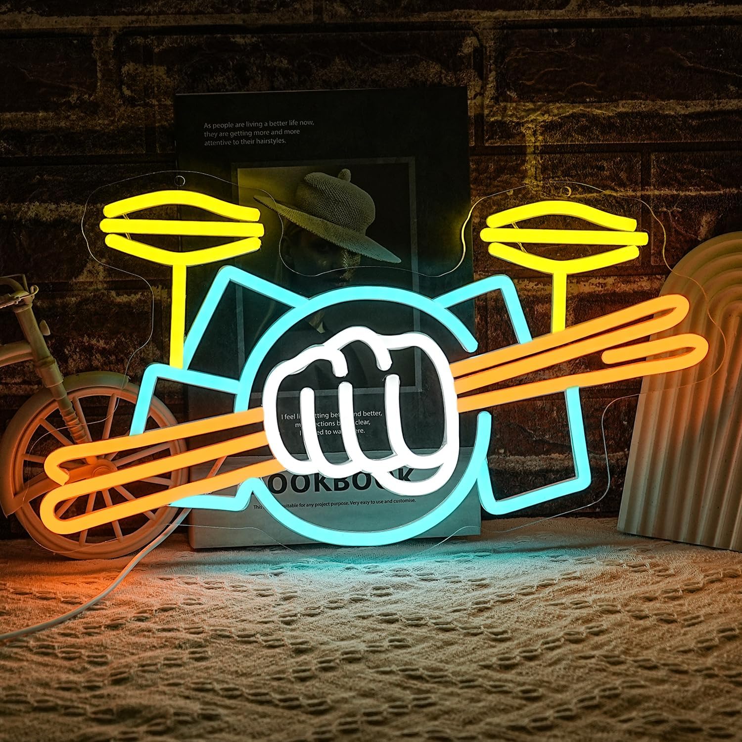 Wall Decor Lighting - Drumstel Neonlicht USB-aangedreven Muziekinstrument LED Neonverlichting