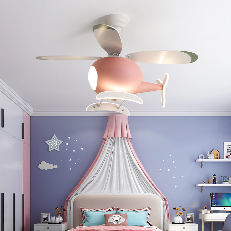 Decor Lighting Ceiling Fans - Moderne creatieve cartoon vliegtuigventilatorlamp, eenvoudig decor,