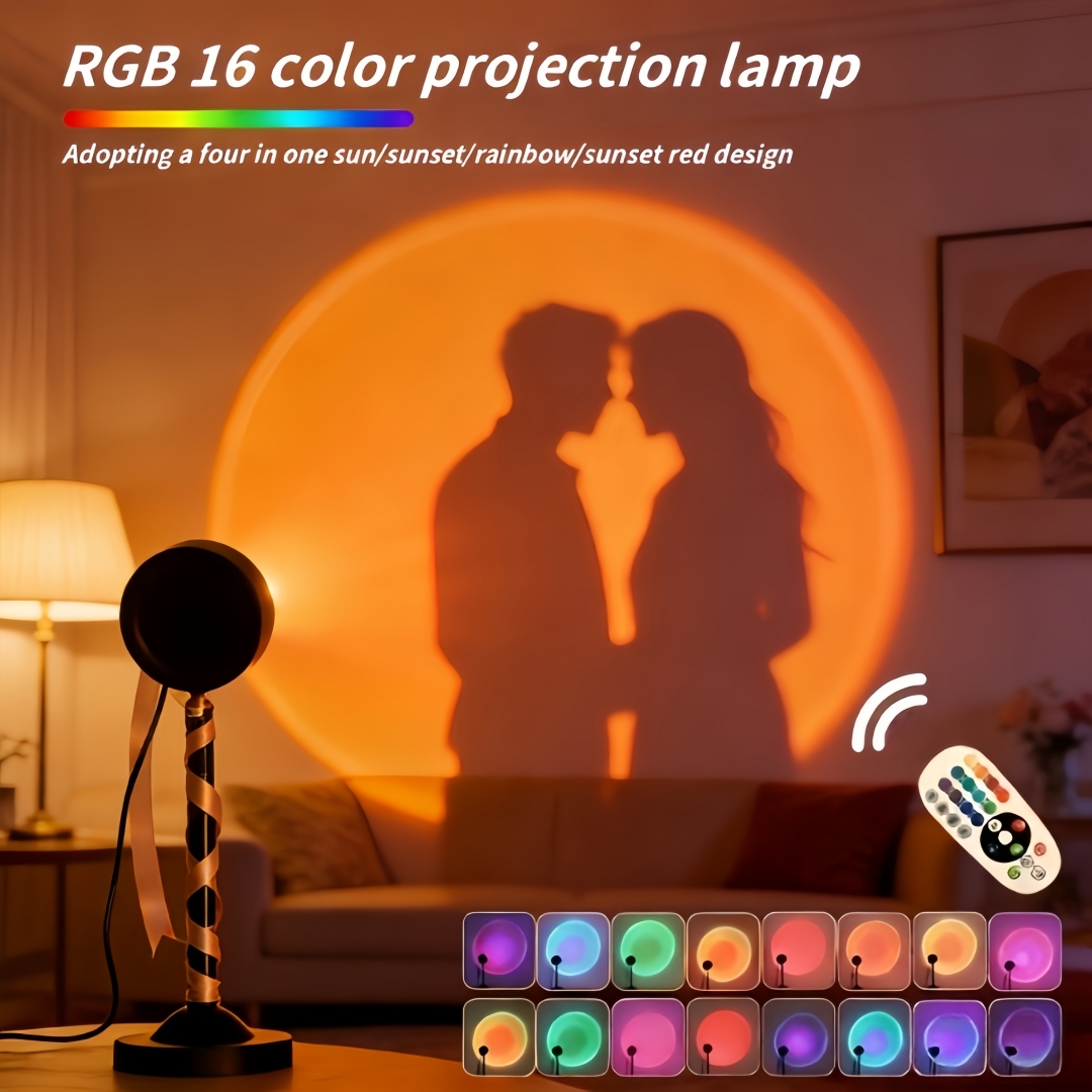 Lighting Room Decor Photo - 16-kleurige zonsondergang projectielamp, warm licht, slaapkamerdecoratie,