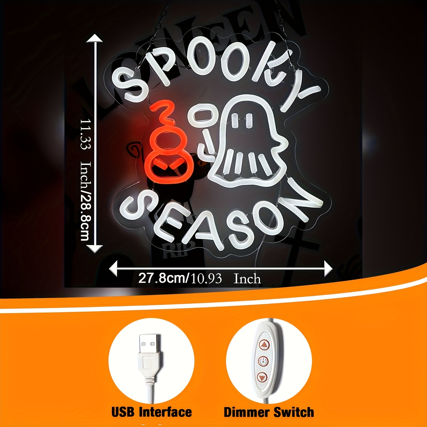 Griezelig Seizoen Neonbord USB - Lighting Room Decor Photo recensie en prijs
